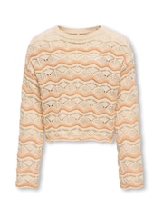 ONLY KIDS Crochet Stripe Knit Jumper - Image 2 of 4