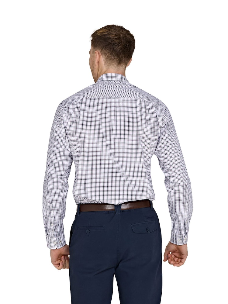 Raging Bull Purple Long Sleeve Tattershall Brushed 100% Cotton Shirt - Image 2 of 5