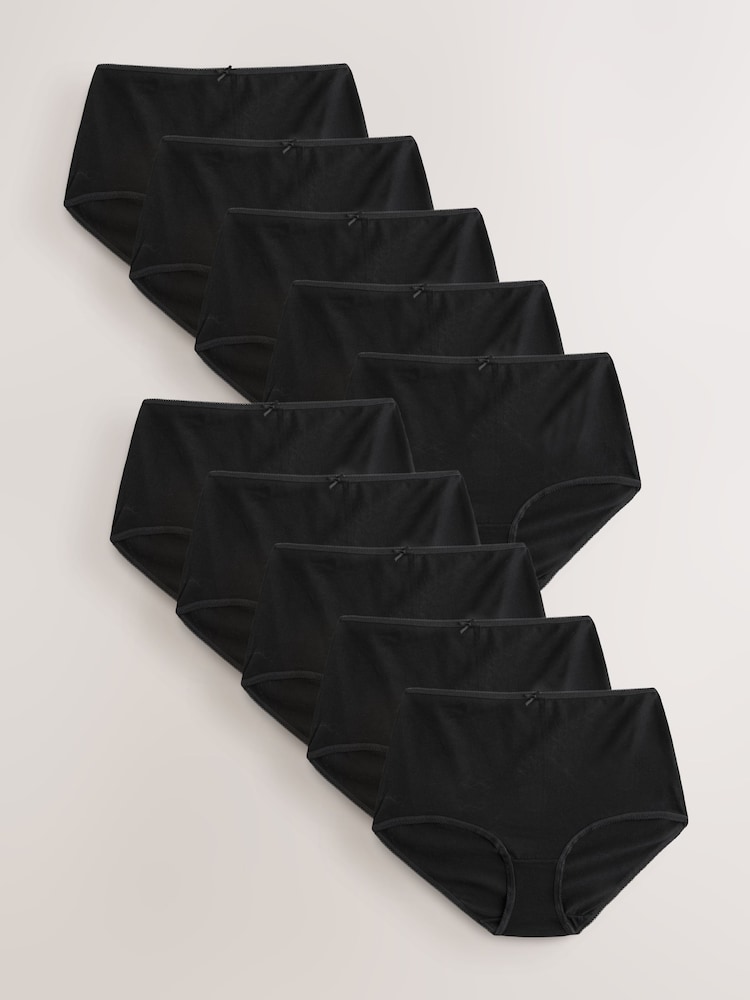Black Full Brief Cotton Knickers 10 Pack - Image 1 of 4