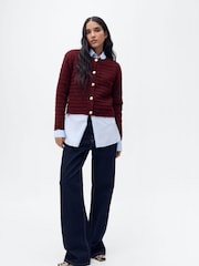 Mango Red Knitted Jacket With Openwork Details - Image 3 of 7