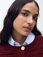 Mango Red Knitted Jacket With Openwork Details - Image 4 of 7
