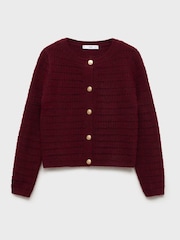Mango Red Knitted Jacket With Openwork Details - Image 6 of 7