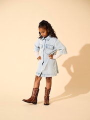 ONLY KIDS Blue Short Sleeve Denim Dress - Image 1 of 1