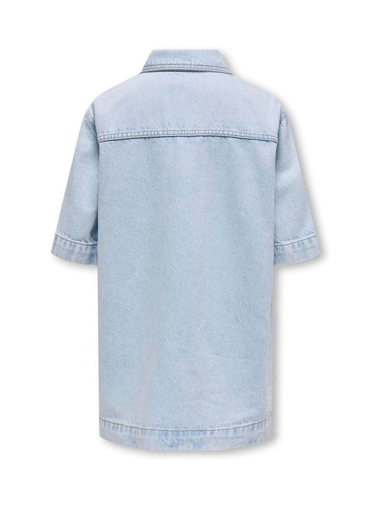 ONLY KIDS Blue Short Sleeve Denim Dress - Image 3 of 3 ONLY KIDS Blue Short Sleeve Denim Dress - Image 3 of 3