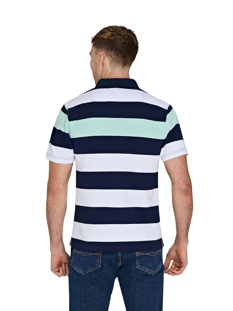 Raging Bull Green 100% Cotton Short Sleeve Irregular Stripe Rugby Shirt - Image 2 of 5