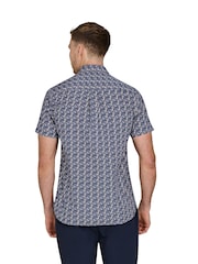 Raging Bull Blue Short Sleeve Tropical Palm 100% Cotton Poplin Shirt - Image 2 of 5