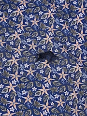 Raging Bull Blue Short Sleeve Tropical Palm 100% Cotton Poplin Shirt - Image 4 of 5