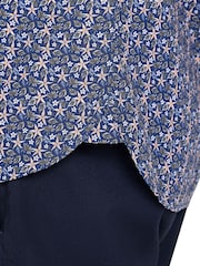 Raging Bull Blue Short Sleeve Tropical Palm 100% Cotton Poplin Shirt - Image 5 of 5