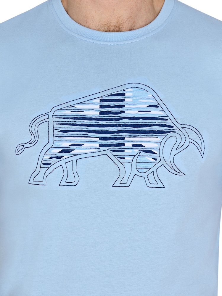Raging Bull Blue 100% Cotton Slash Bull T-Shirt - Image 4 of 4