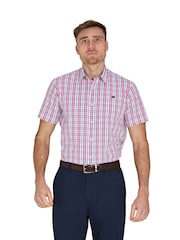 Raging Bull Pink Short Sleeve Large Check 100% Cotton Poplin Shirt - Image 1 of 4