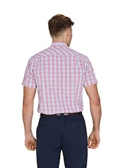 Raging Bull Pink Short Sleeve Large Check 100% Cotton Poplin Shirt - Image 2 of 4
