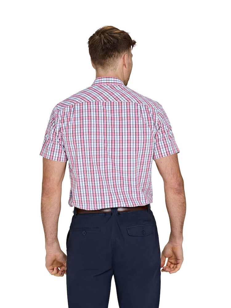 Raging Bull Pink Short Sleeve Large Check 100% Cotton Poplin Shirt - Image 2 of 4