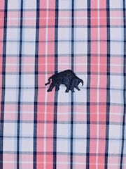 Raging Bull Pink Short Sleeve Large Check 100% Cotton Poplin Shirt - Image 4 of 4
