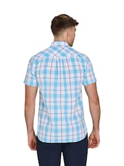 Raging Bull Blue Short Sleeve Multi Check 100% Cotton Shirt - Image 2 of 5
