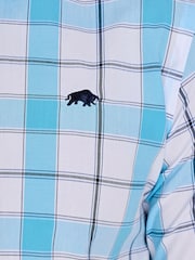Raging Bull Blue Short Sleeve Multi Check 100% Cotton Shirt - Image 4 of 5