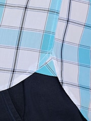 Raging Bull Blue Short Sleeve Multi Check 100% Cotton Shirt - Image 5 of 5