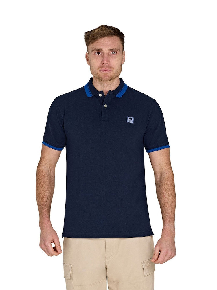 Raging Bull Blue 100% Cotton Tipped Collar Polo Shirt - Image 1 of 5