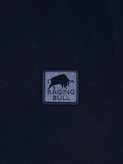 Raging Bull Blue 100% Cotton Tipped Collar Polo Shirt - Image 5 of 5