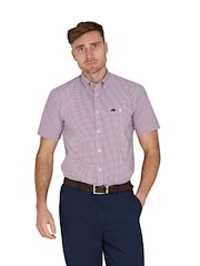Raging Bull Red Short Sleeve Graph Check 100% Cotton Poplin Shirt - Image 1 of 5