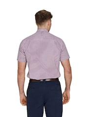 Raging Bull Red Short Sleeve Graph Check 100% Cotton Poplin Shirt - Image 2 of 5