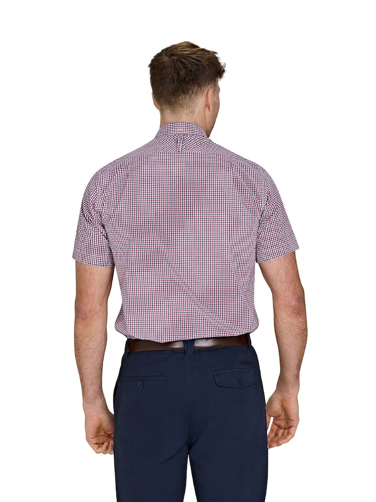 Raging Bull Red Short Sleeve Graph Check 100% Cotton Poplin Shirt - Image 2 of 5