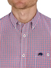 Raging Bull Red Short Sleeve Graph Check 100% Cotton Poplin Shirt - Image 3 of 5
