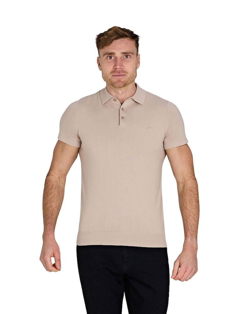 Raging Bull Natural 100% Cotton Short Sleeve Knitted Polo Shirt - Image 1 of 4