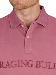 Camisa polo piqué bordada em tons de algodão Raging Bull rosa 100% - Imagem 2 de 2