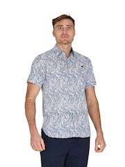 Raging Bull Blue Short Sleeve Large Palm Reverse Print 100% Cotton Poplin Shirt - Image 1 of 5