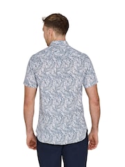 Raging Bull Blue Short Sleeve Large Palm Reverse Print 100% Cotton Poplin Shirt - Image 2 of 5