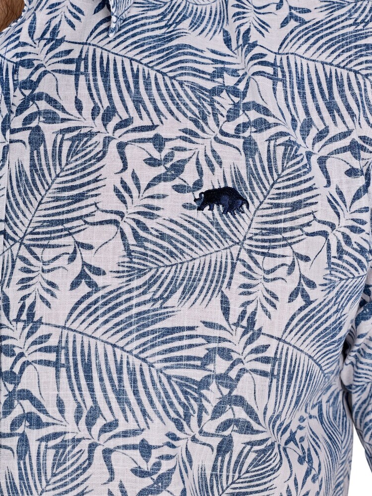 Raging Bull Blue Short Sleeve Large Palm Reverse Print 100% Cotton Poplin Shirt - Image 5 of 5