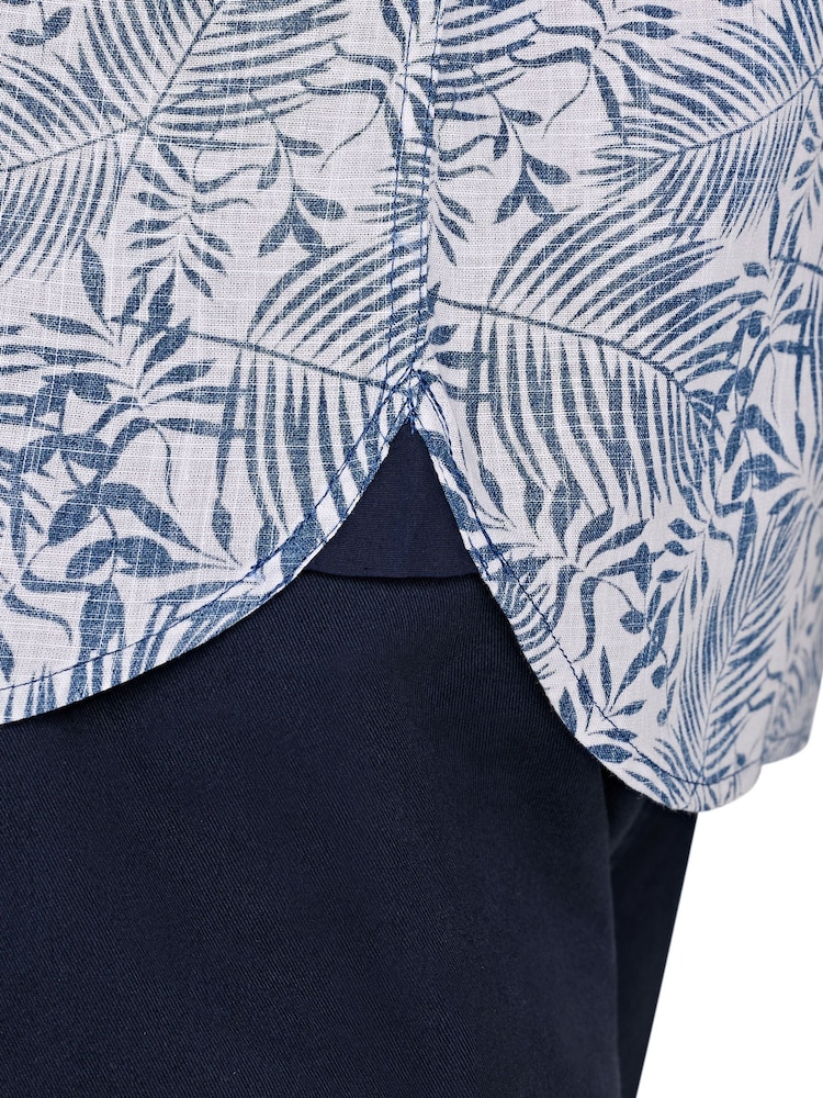 Raging Bull Blue Short Sleeve Large Palm Reverse Print 100% Cotton Poplin Shirt - Image 6 of 6