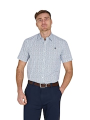 Raging Bull Blue Short Sleeve Floral 100% Cotton Poplin Shirt - Image 1 of 4