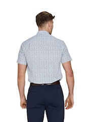 Raging Bull Blue Short Sleeve Floral 100% Cotton Poplin Shirt - Image 2 of 4