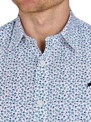 Raging Bull Blue Short Sleeve Floral 100% Cotton Poplin Shirt - Image 3 of 4