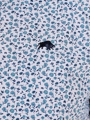 Raging Bull Blue Short Sleeve Floral 100% Cotton Poplin Shirt - Image 4 of 4