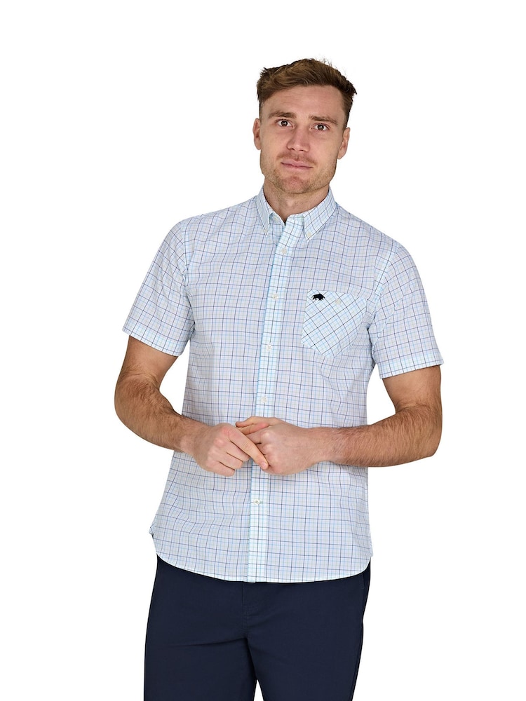 Raging Bull Short Sleeve Window Pane 100% Cotton Poplin White Shirt - Image 1 of 5