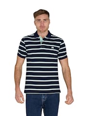 Raging Bull Blue 100% Cotton Triple Stripe Pique Polo Shirt - صورة 1 من 2