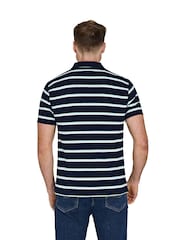 Raging Bull Blue 100% Cotton Triple Stripe Pique Polo Shirt - صورة 2 من 2