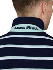 Raging Bull Blue 100% Cotton Triple Stripe Pique Polo Shirt - Image 5 of 5