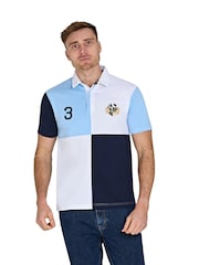 Raging Bull Blue 100% Cotton Harlequin Rugby Shirt - Image 1 of 5