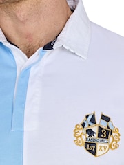 Raging Bull Blue 100% Cotton Harlequin Rugby Shirt - Image 4 of 5