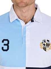 Raging Bull Blue 100% Cotton Harlequin Rugby Shirt - Image 5 of 5