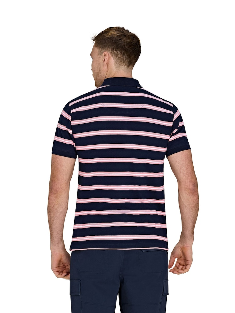 Raging Bull Blue 100% Cotton Trio Stripe Polo Shirt - Image 2 of 5