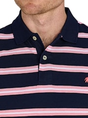 Raging Bull Blue 100% Cotton Trio Stripe Polo Shirt - Image 3 of 5