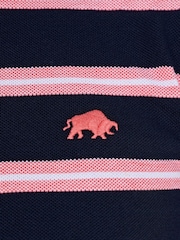 Raging Bull Blue 100% Cotton Trio Stripe Polo Shirt - Image 4 of 5