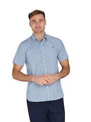Raging Bull Blue Short Sleeve Small Ditsy 100% Cotton Poplin Shirt - Image 2 of 6