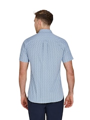 Raging Bull Blue Short Sleeve Small Ditsy 100% Cotton Poplin Shirt - Image 3 of 6