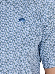 Raging Bull Blue Short Sleeve Small Ditsy 100% Cotton Poplin Shirt - Image 5 of 6