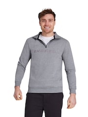 Raging Bull Grey Tonal Embroidered Quarter Zip Sweater - Image 1 of 4